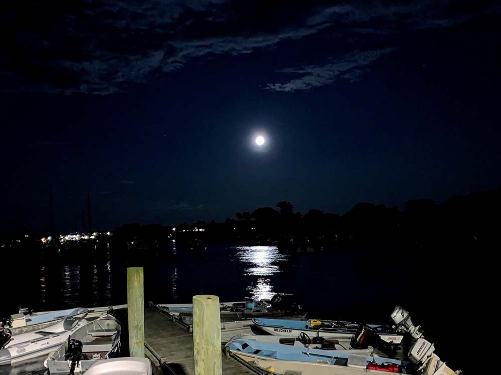 York Harbor ~ Full Moon Over Water